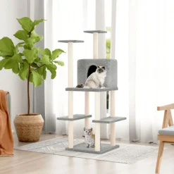 vidaXL Productos Para Mascotas-Rascador para gatos con postes de sisal 144,5 cm