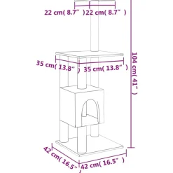 vidaXL Productos Para Mascotas-Rascador para gatos con postes de sisal color 104 cm