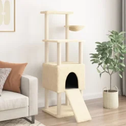 vidaXL Rascador para gatos con postes de sisal 153 cm Crema New
