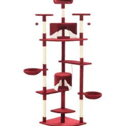 vidaXL Rascador para gatos con poste de sisal 203 cm Rojo y blanco Best