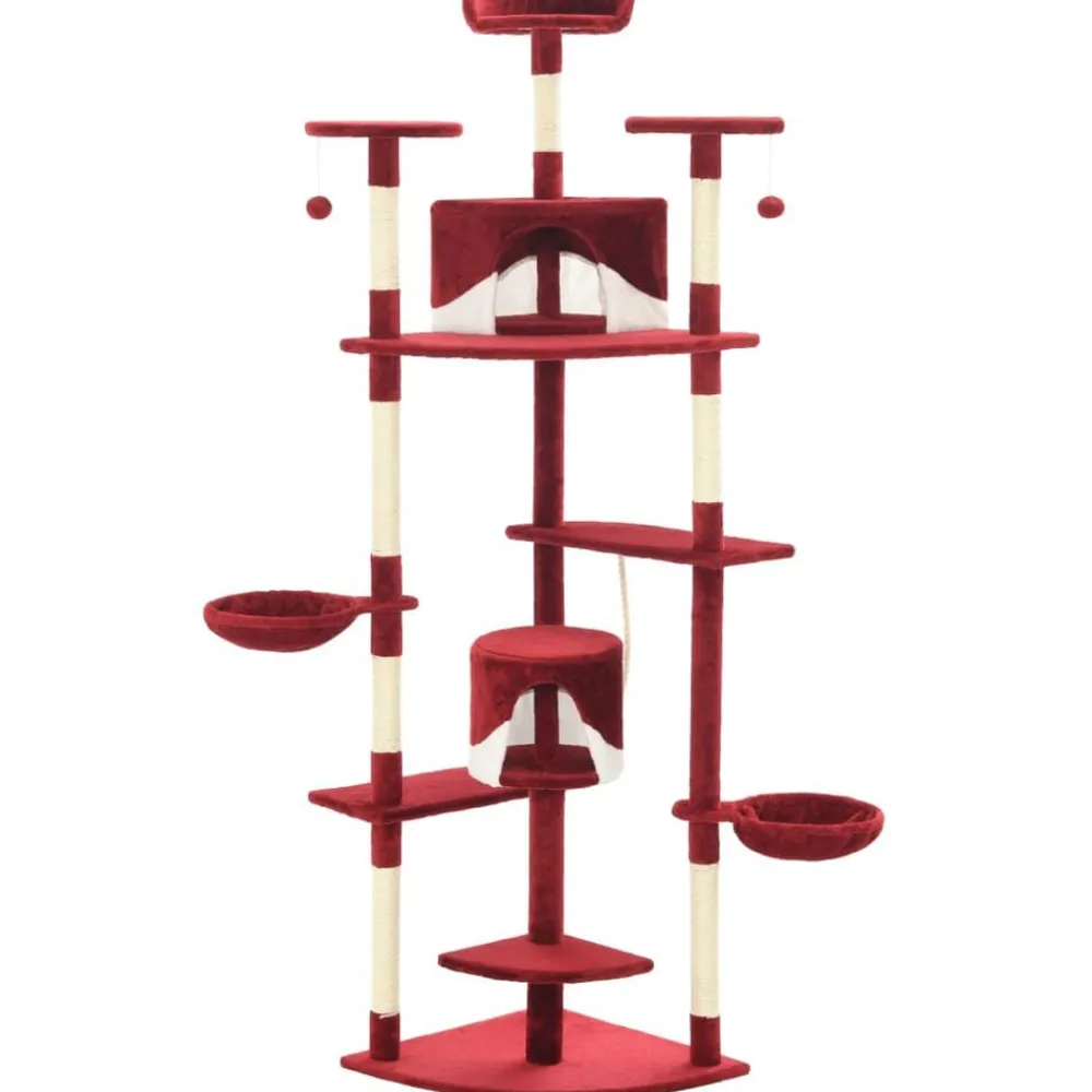vidaXL Rascador para gatos con poste de sisal 203 cm Rojo y blanco Best