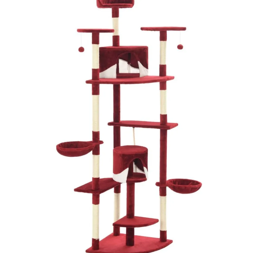vidaXL Rascador para gatos con poste de sisal 203 cm Rojo y blanco Best
