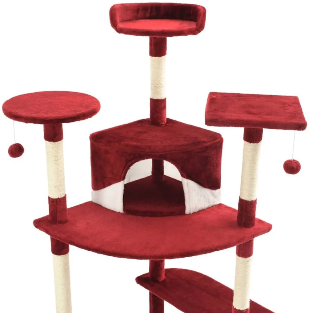 vidaXL Rascador para gatos con poste de sisal 203 cm Rojo y blanco Best