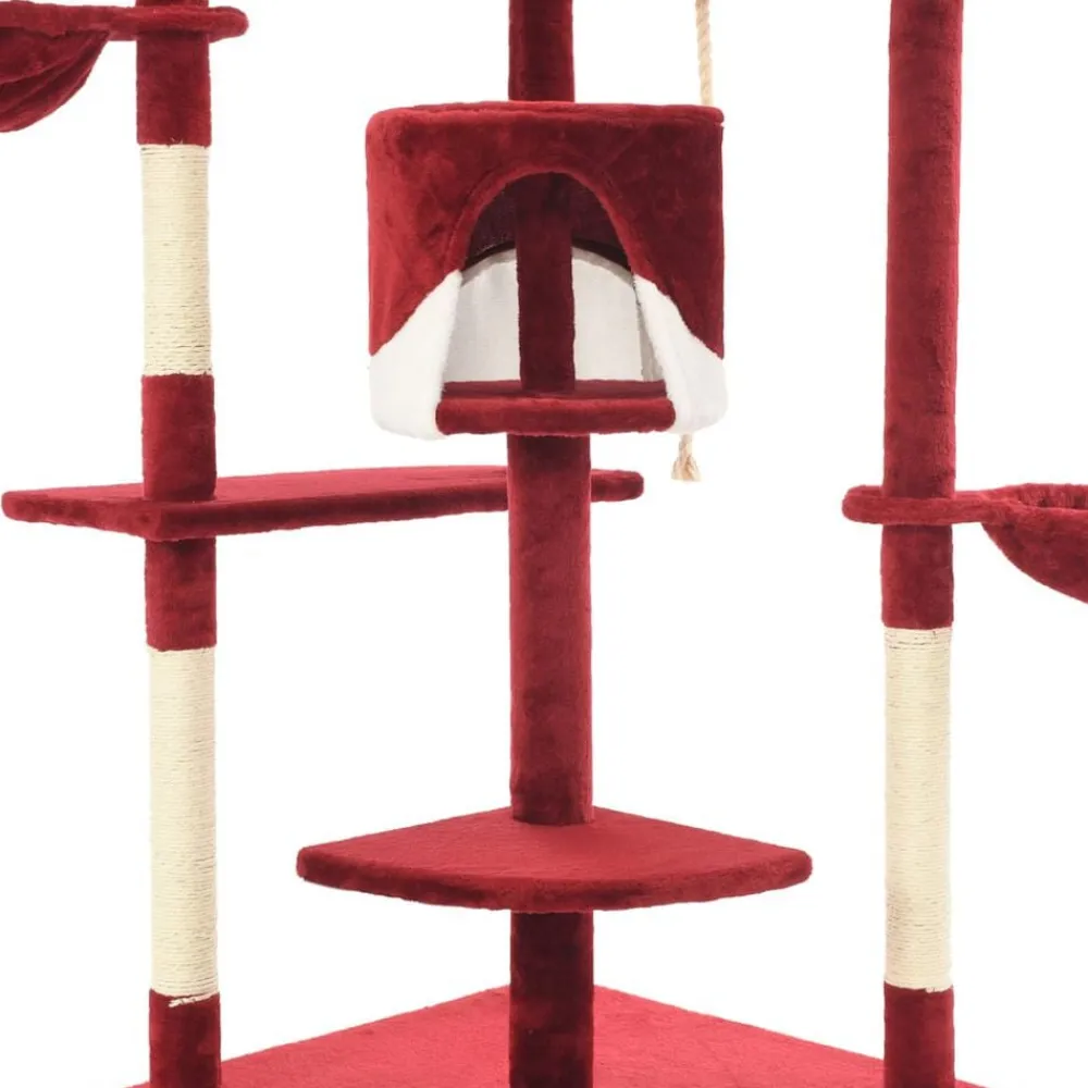vidaXL Rascador para gatos con poste de sisal 203 cm Rojo y blanco Best