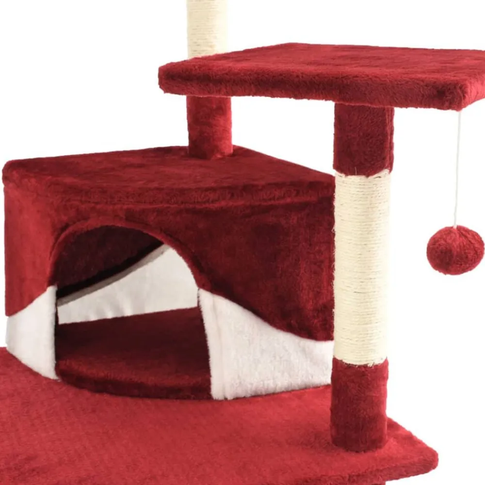 vidaXL Rascador para gatos con poste de sisal 203 cm Rojo y blanco Best