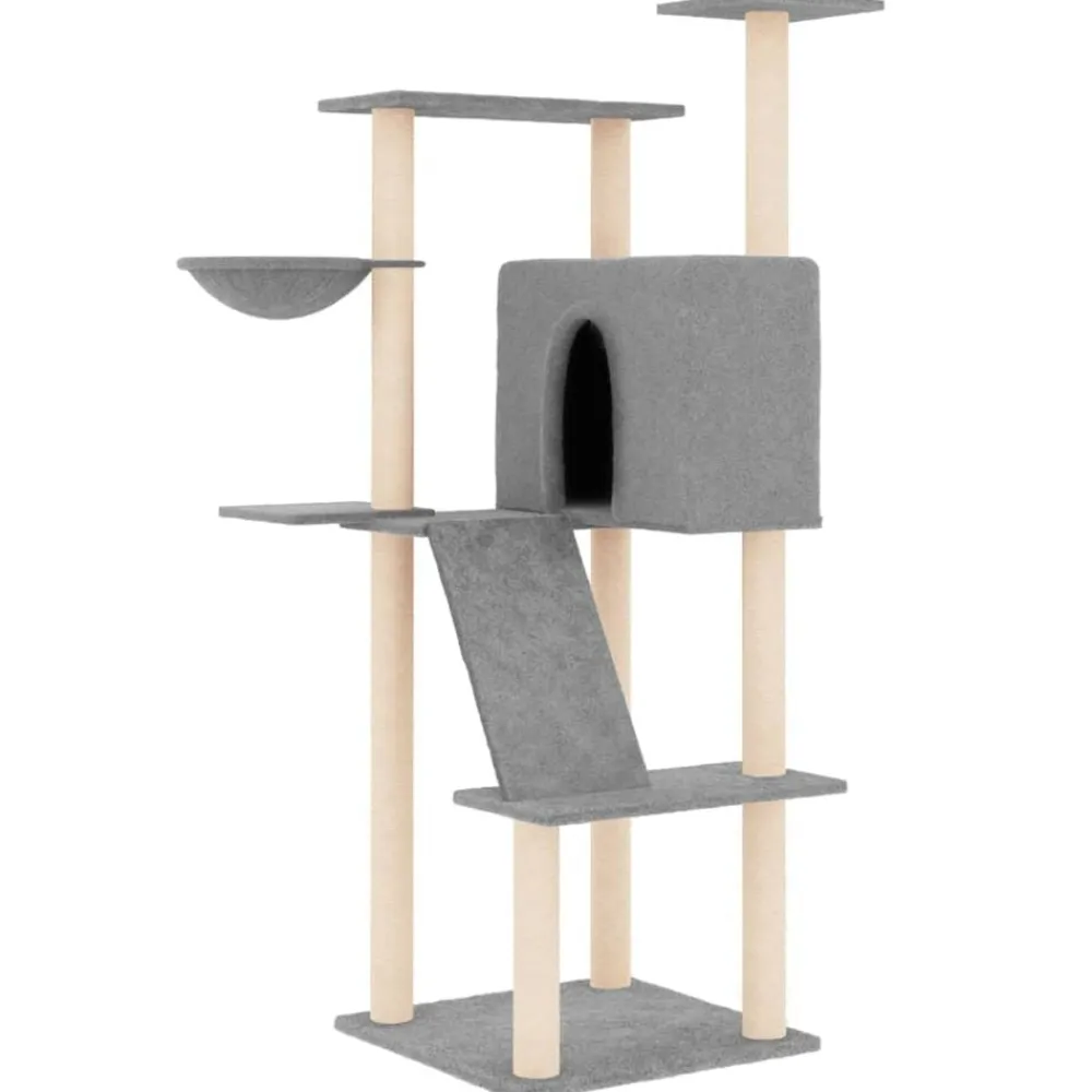 vidaXL Rascador para gatos con postes de sisal 143 cm Gris claro