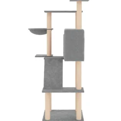 vidaXL Rascador para gatos con postes de sisal 143 cm Gris claro