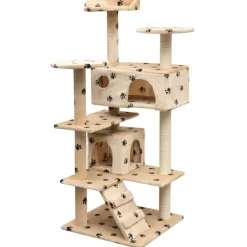 vidaXL Rascador para gatos poste rascador de sisal 125cm huellas beige Beige con huellas de patas Sale