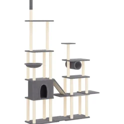 vidaXL Rascador para gatos con postes de sisal 279 cm Gris oscuro Outlet