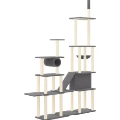 vidaXL Rascador para gatos con postes de sisal 279 cm Gris oscuro Outlet