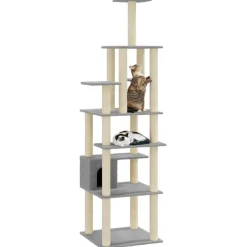 vidaXL Rascador para gatos con postes de sisal 183 cm Gris claro Sale