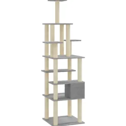 vidaXL Rascador para gatos con postes de sisal 183 cm Gris claro Sale