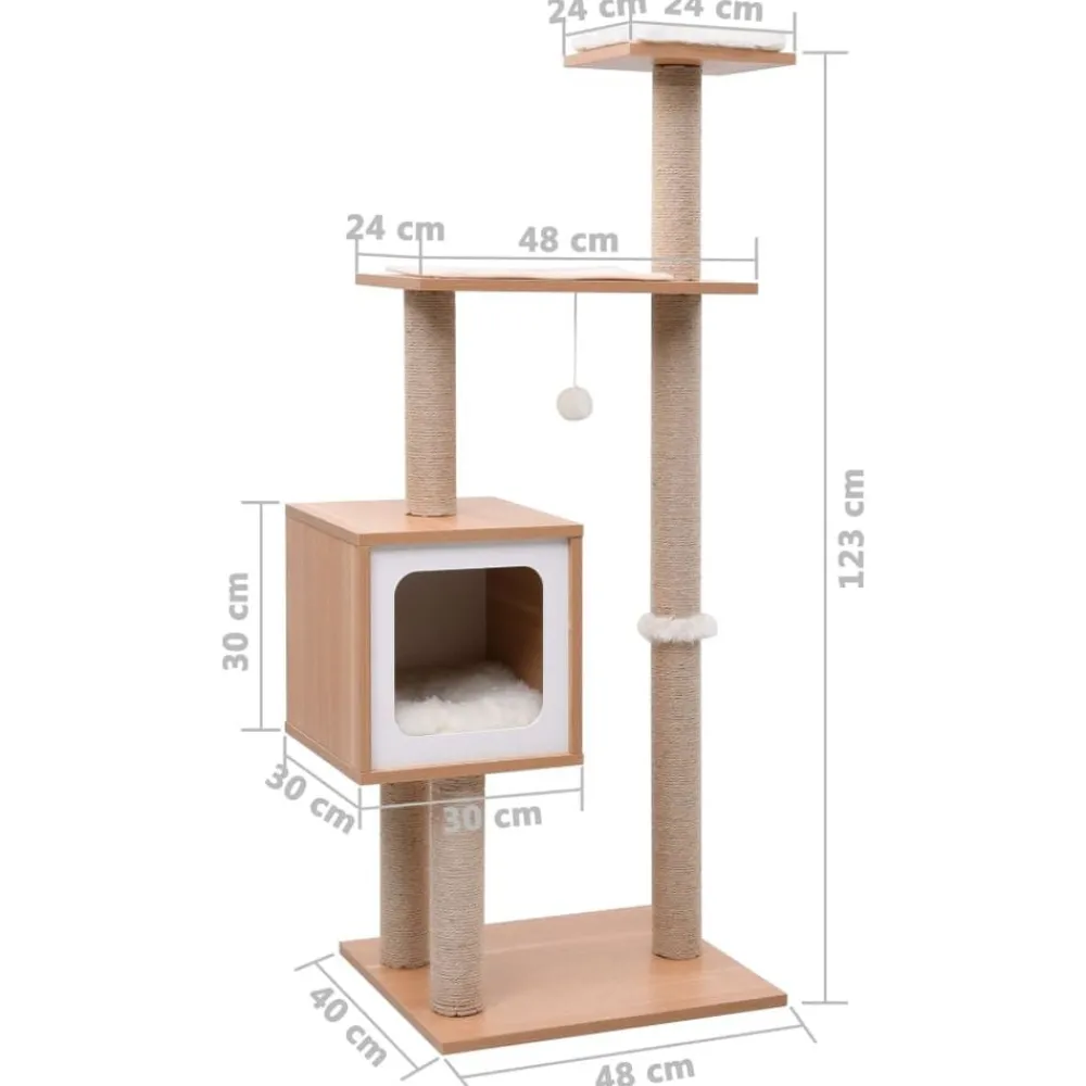 vidaXL Rascador para gatos con alfombra rascadora de sisal 123 cm Blanco Outlet