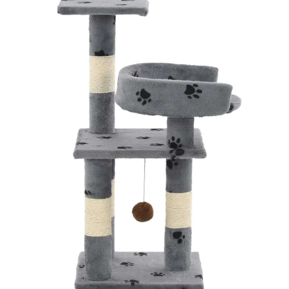 vidaXL Productos Para Mascotas-Rascador para gatos poste de sisal 65 cm huellas gris