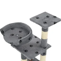 vidaXL Productos Para Mascotas-Rascador para gatos poste de sisal 65 cm huellas gris