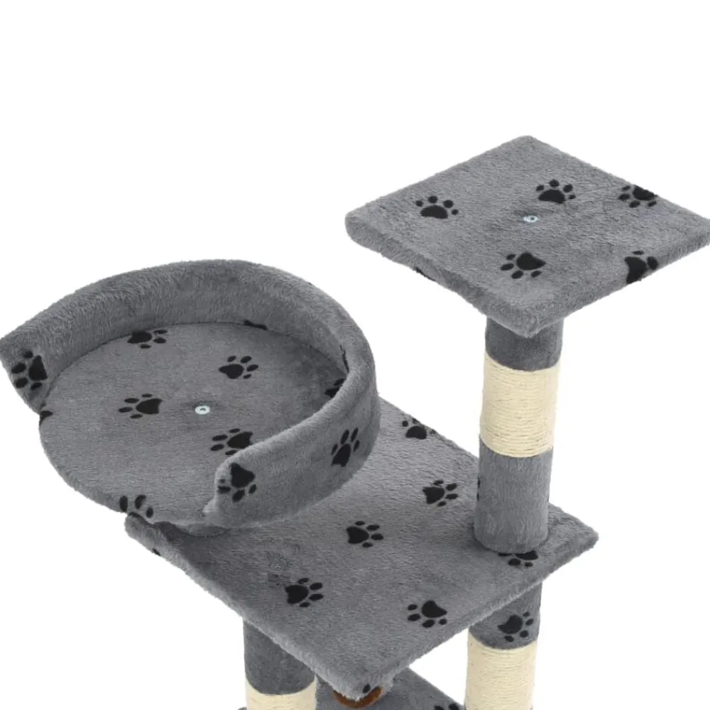 vidaXL Productos Para Mascotas-Rascador para gatos poste de sisal 65 cm huellas gris