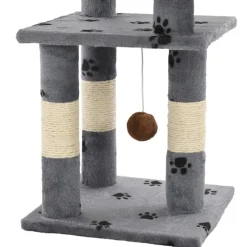 vidaXL Productos Para Mascotas-Rascador para gatos poste de sisal 65 cm huellas gris