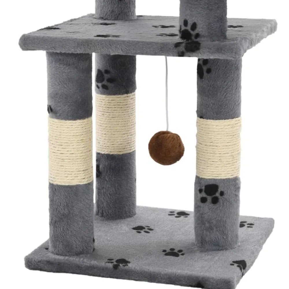 vidaXL Productos Para Mascotas-Rascador para gatos poste de sisal 65 cm huellas gris