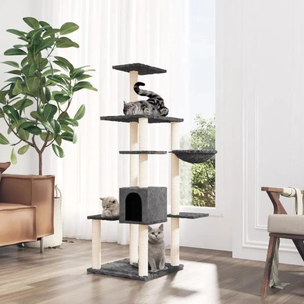 vidaXL Productos Para Mascotas-Rascador para gatos con postes de sisal 142 cm