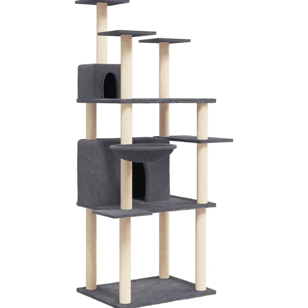 vidaXL Rascador para gatos con postes de sisal 166 cm Gris oscuro Online