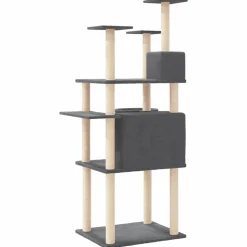 vidaXL Rascador para gatos con postes de sisal 166 cm Gris oscuro Online