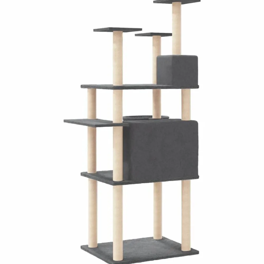 vidaXL Rascador para gatos con postes de sisal 166 cm Gris oscuro Online