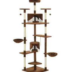 vidaXL Rascador para gatos con poste de sisal marrón y blanco 203 cm Marr&oacute;n y blanco Online