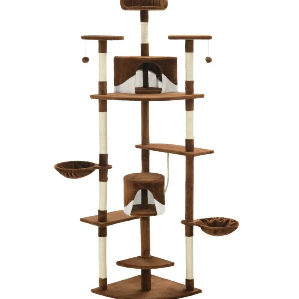 vidaXL Rascador para gatos con poste de sisal marrón y blanco 203 cm Marrón y blanco Online