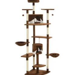 vidaXL Rascador para gatos con poste de sisal marrón y blanco 203 cm Marrón y blanco Online