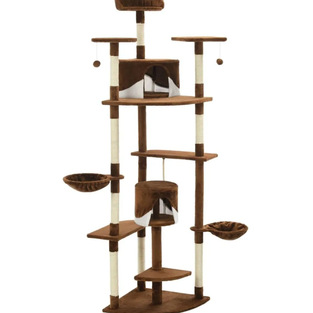 vidaXL Rascador para gatos con poste de sisal marrón y blanco 203 cm Marrón y blanco Online