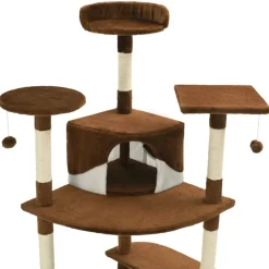 vidaXL Rascador para gatos con poste de sisal marrón y blanco 203 cm Marrón y blanco Online
