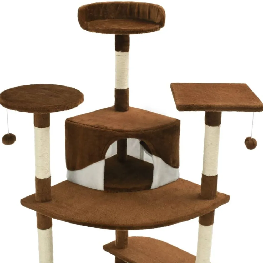 vidaXL Rascador para gatos con poste de sisal marrón y blanco 203 cm Marrón y blanco Online