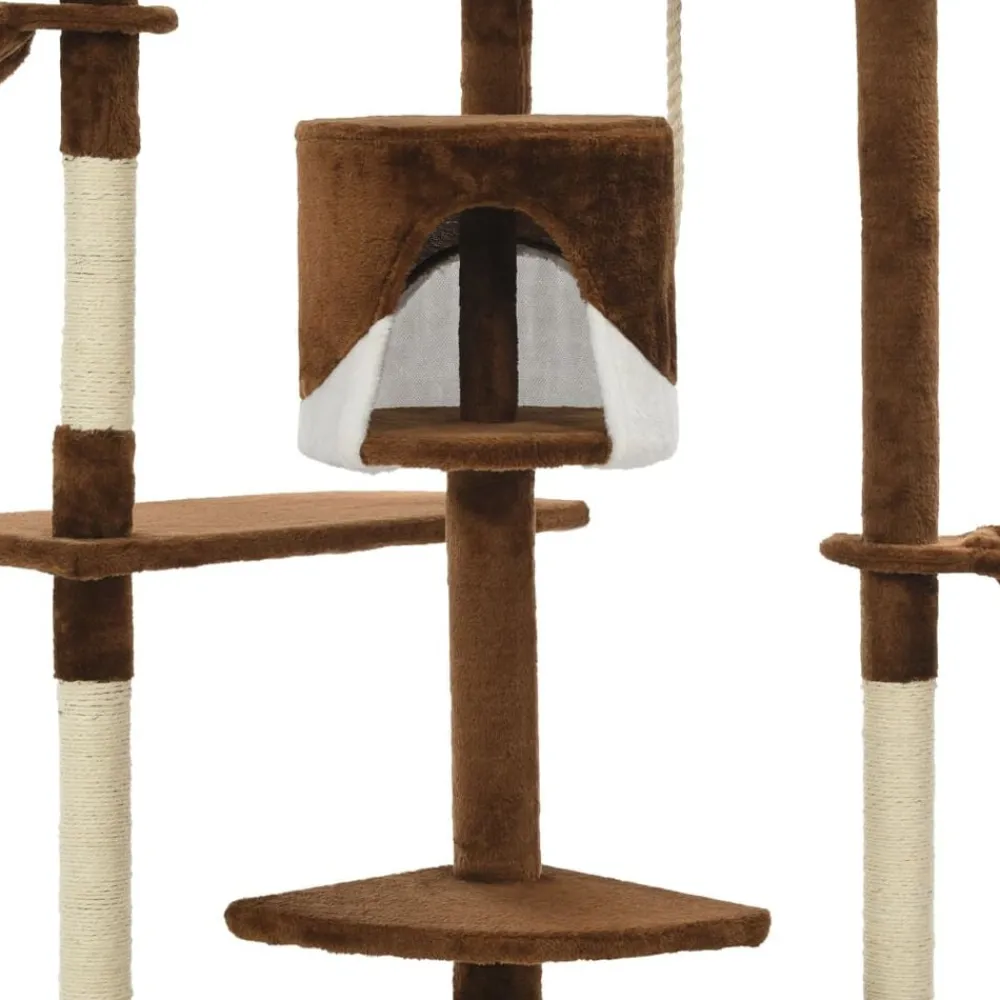 vidaXL Rascador para gatos con poste de sisal marrón y blanco 203 cm Marrón y blanco Online
