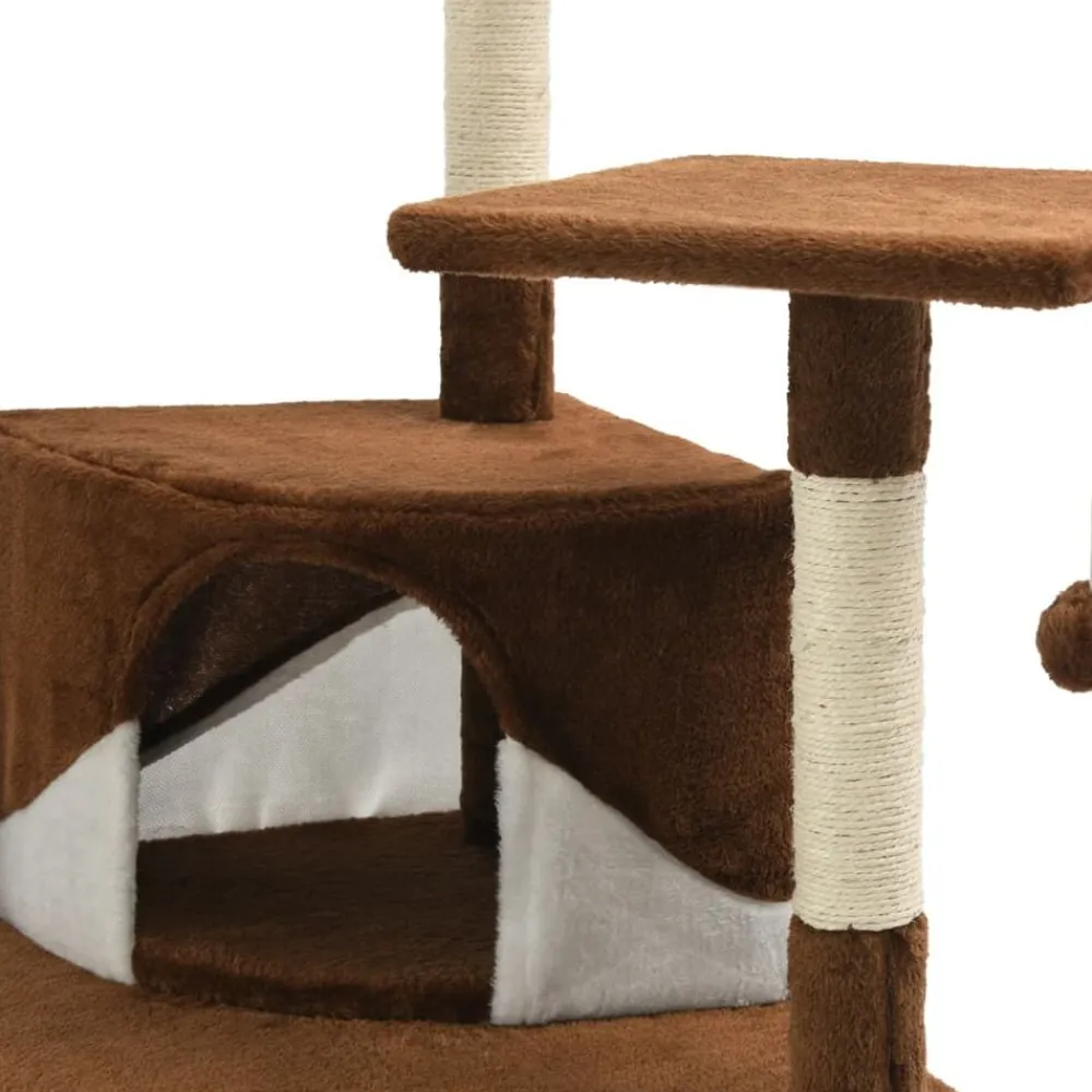 vidaXL Rascador para gatos con poste de sisal marrón y blanco 203 cm Marrón y blanco Online