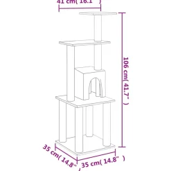 vidaXL Productos Para Mascotas-Rascador para gatos con postes de sisal 105 cm