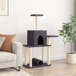 vidaXL Rascador para gatos con postes de sisal 122 cm Gris oscuro Hot