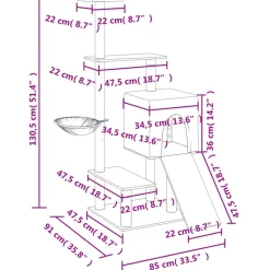 vidaXL Productos Para Mascotas-Rascador para gatos con postes de sisal 130,5 cm