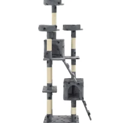 vidaXL Rascador para gatos poste rascador de sisal 170 cm huellas gris Gris con huellas de patas
