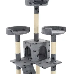vidaXL Rascador para gatos poste rascador de sisal 170 cm huellas gris Gris con huellas de patas
