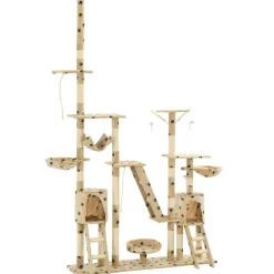 vidaXL Rascador para gatos con poste de sisal 230-250 cm huellas beige Beige con huellas&nbsp;de patas New