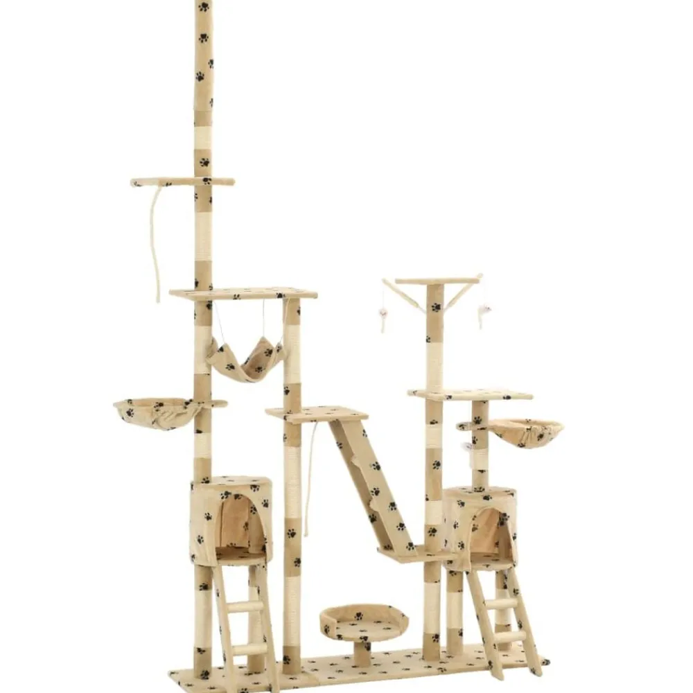 vidaXL Rascador para gatos con poste de sisal 230-250 cm huellas beige Beige con huellas de patas New