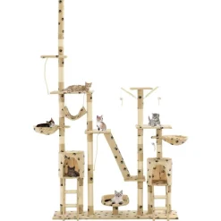 vidaXL Rascador para gatos con poste de sisal 230-250 cm huellas beige Beige con huellas&nbsp;de patas New