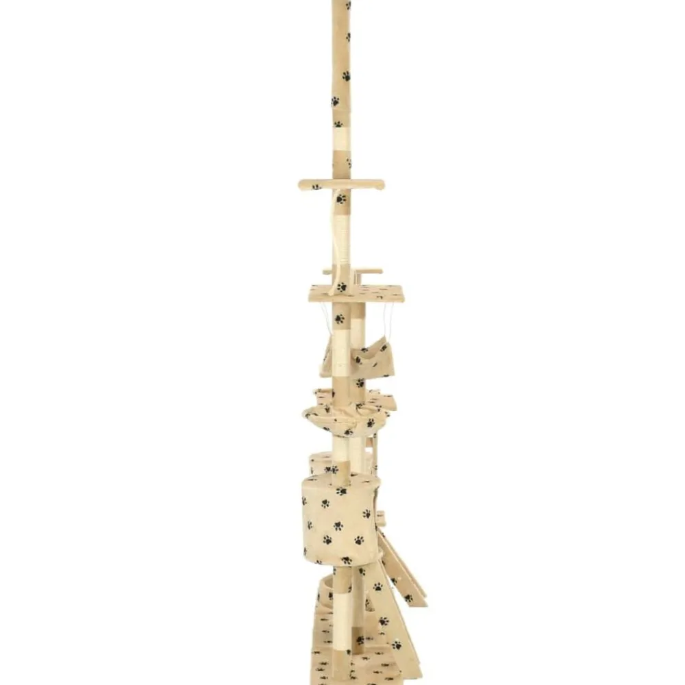 vidaXL Rascador para gatos con poste de sisal 230-250 cm huellas beige Beige con huellas de patas New