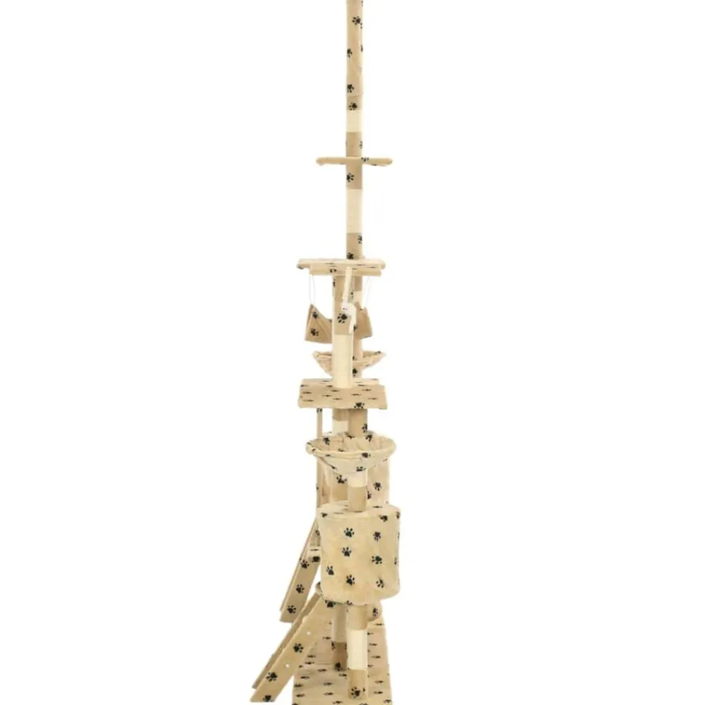 vidaXL Rascador para gatos con poste de sisal 230-250 cm huellas beige Beige con huellas de patas New