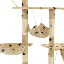 vidaXL Rascador para gatos con poste de sisal 230-250 cm huellas beige Beige con huellas de patas New