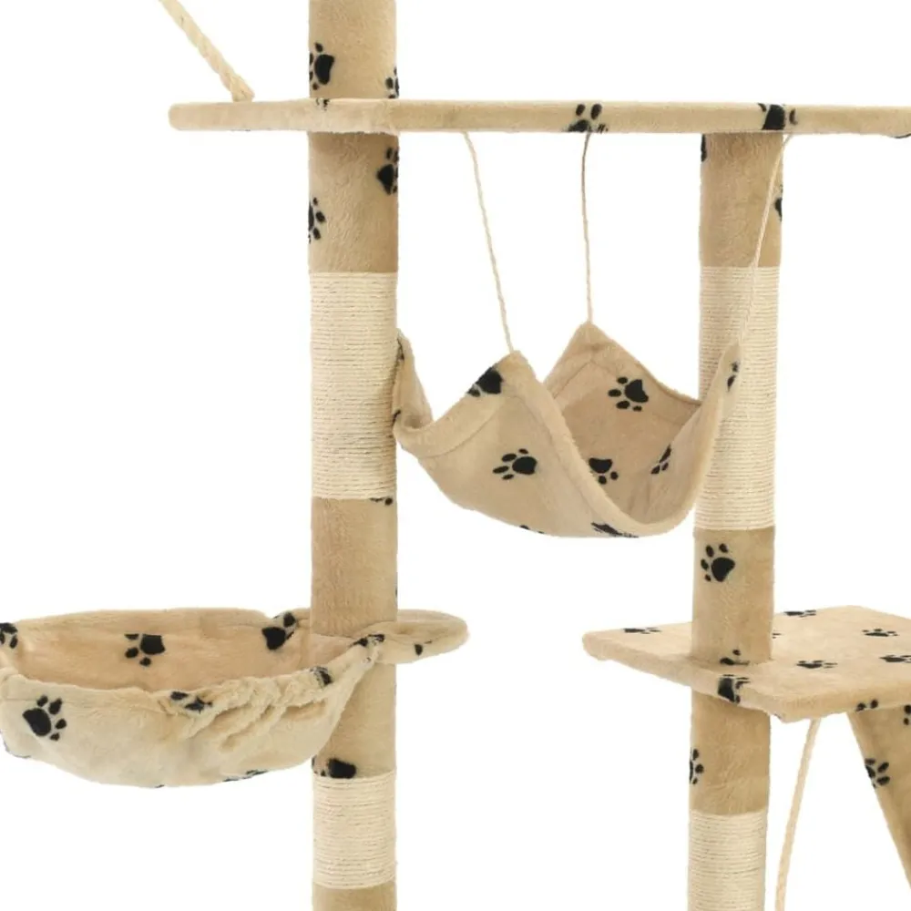 vidaXL Rascador para gatos con poste de sisal 230-250 cm huellas beige Beige con huellas de patas New