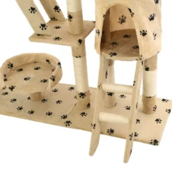 vidaXL Rascador para gatos con poste de sisal 230-250 cm huellas beige Beige con huellas de patas New
