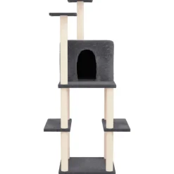 vidaXL Rascador para gatos con postes de sisal 144,5 cm Gris oscuro Sale