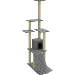 vidaXL Rascador para gatos con postes de sisal 155 cm Gris claro