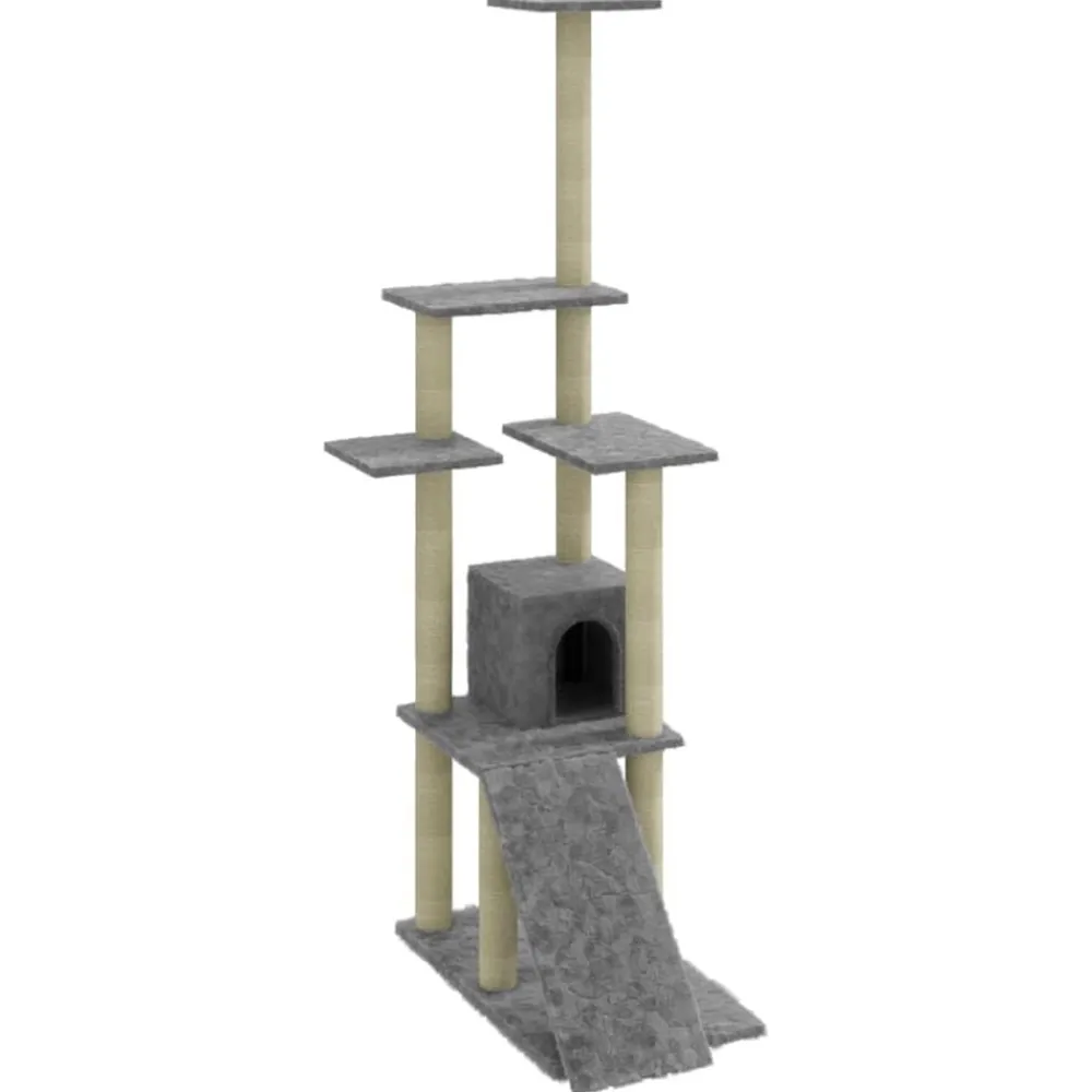 vidaXL Rascador para gatos con postes de sisal 155 cm Gris claro